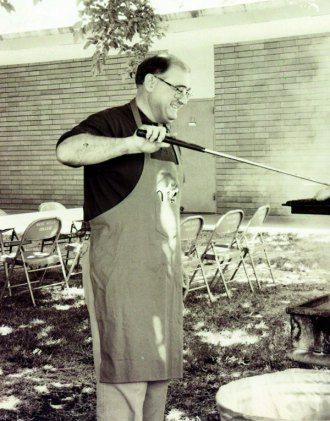 West Hills College President Gornick at the grill.